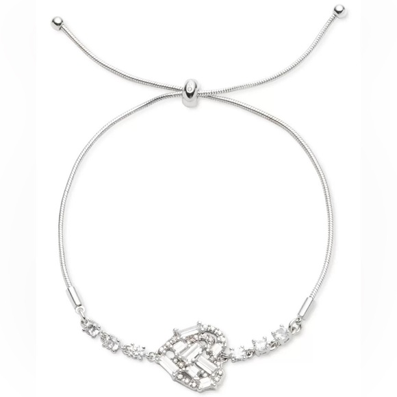 - NWT Givenchy silver toned cubic zirconia heart slider bracelet 💍💎👑 - Picture 1 of 7